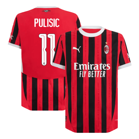 PULISIC #11 AC Milan Home Match Jersey 2024/25 - UCL Font