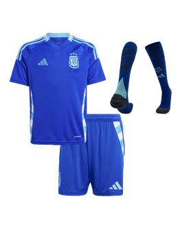 Kids Argentina Away Full Kit(Jersey+Shorts+Socks) Copa America 2024