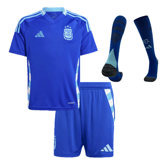 Kids Argentina Away Full Kit(Jersey+Shorts+Socks) Copa America 2024