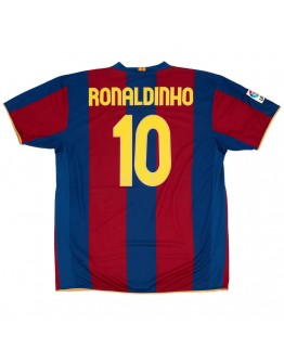 Ronaldinho #10 Barcelona Retro Home Jersey 50-Years Anniversary 2007/08