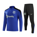 Kids Barcelona Zipper Sweat Kit(Top+Pants) Blue 2024/25