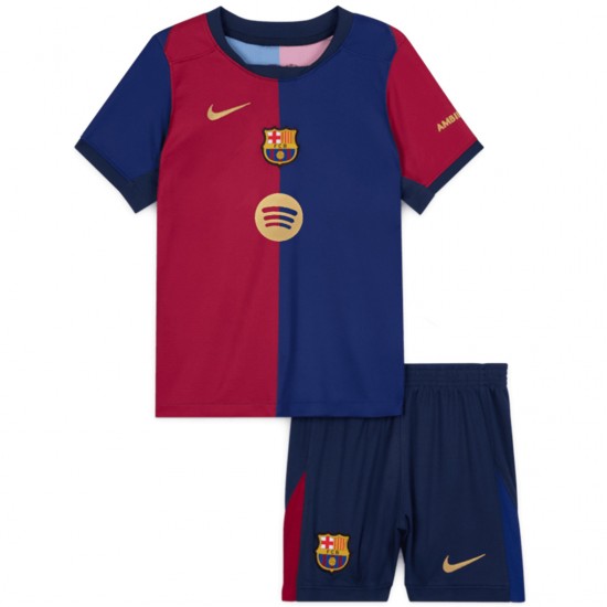 Kids Barcelona Home Spotify Logo Without Text Jersey Kit 2024/25