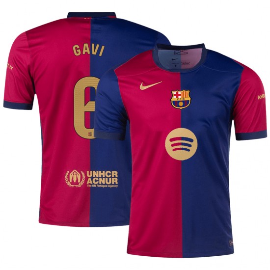 [Super Replica] GAVI #6 Barcelona Home Spotify Logo Without Text Jersey 2024/25