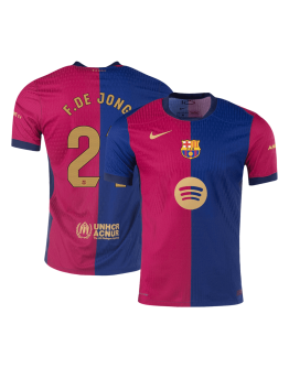 F.DE JONG #21 Barcelona Home Spotify Logo Without Text Match Jersey 2024/25