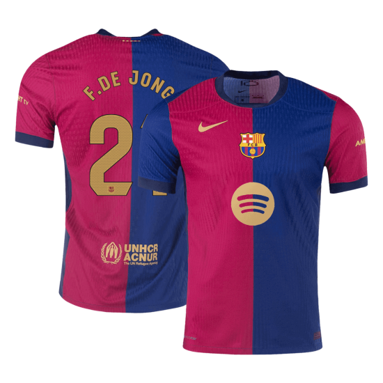 F.DE JONG #21 Barcelona Home Spotify Logo Without Text Match Jersey 2024/25