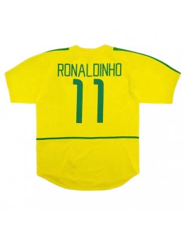 Brazil Ronaldinho #11 Retro Jersey Home World Cup 2002