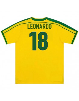 Brazil LEONARDO #18 Retro Jersey Home World Cup 1998