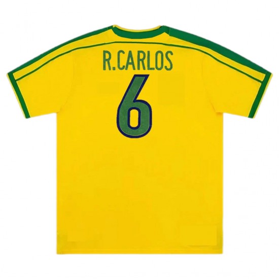 Brazil R.CARLOS #6 Retro Jersey Home World Cup 1998