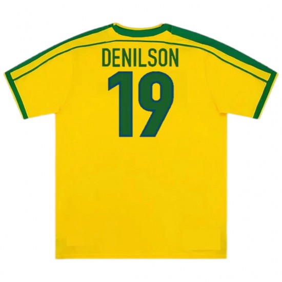 Brazil DENILSON #19 Retro Jersey Home World Cup 1998