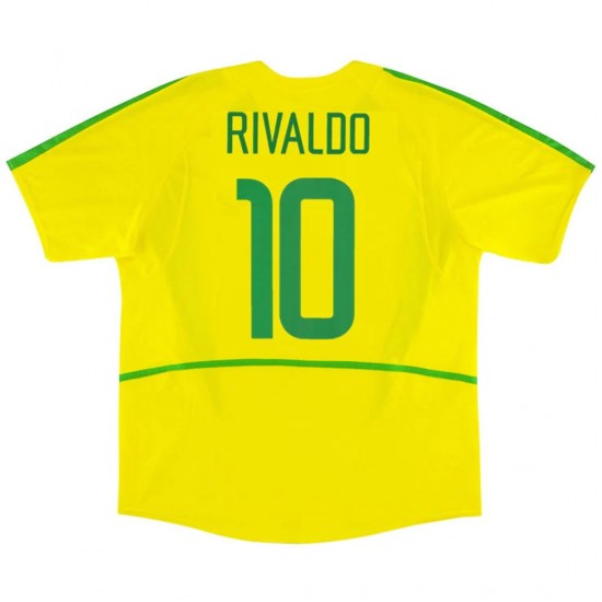 Brazil RIVALDO #10 Retro Jersey Home World Cup 2002