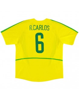 Brazil R.CARLOS #6 Retro Jersey Home World Cup 2002