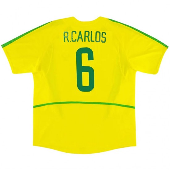 Brazil R.CARLOS #6 Retro Jersey Home World Cup 2002