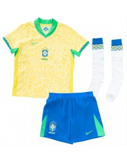 Kids Brazil Home Full Jersey Kit Copa America 2024