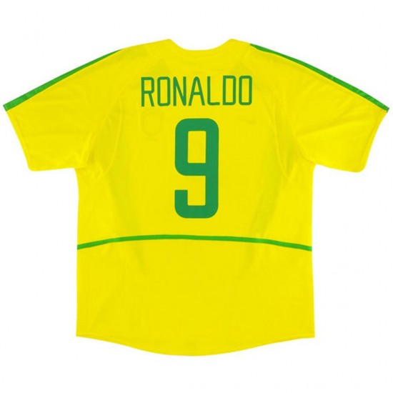 Ronaldo #9 Retro Brazil Home Jersey World Cup 2002