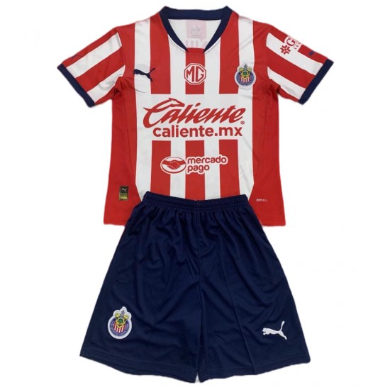 Kids Chivas Home Kit(Jersey+Shorts) 2024/25