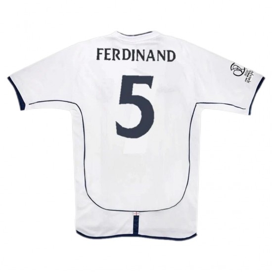 Ferdinand #5 Retro England Home Jersey World Cup 2002