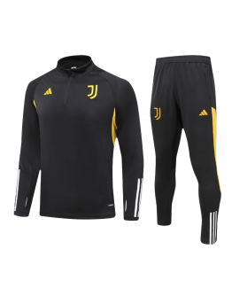 Kids Juventus Zipper Sweatshirt Kit(Top+Pants) Black 2023/24