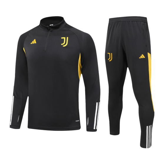 Kids Juventus Zipper Sweatshirt Kit(Top+Pants) Black 2023/24