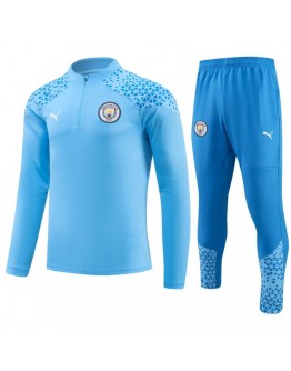 Kids Manchester City Zipper Sweatshirt Kit(Top+Pants) Blue 2023/24