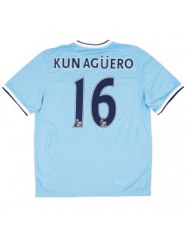 KUN AG&Uuml;ERO #16 Retro Manchester City Home Jersey 2013/14