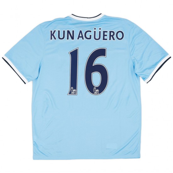 KUN AG&Uuml;ERO #16 Retro Manchester City Home Jersey 2013/14