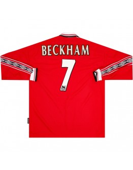 Beckham #7 Retro Manchester United Home Sleeve Sleeve Jersey 1998/00