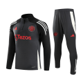 Kids Manchester United 1/2 Zipper Sweat Kit(Top+Pants) Black 2024/25