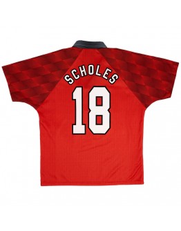 Scholes #18 Retro Manchester United Home Jersey 1996/98