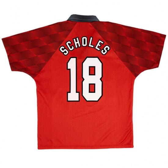 Scholes #18 Retro Manchester United Home Jersey 1996/98