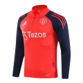 Kids Manchester United 1/2 Zipper Sweat Kit(Top+Pants) Red 2024/25