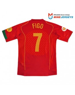 Portugal Figo #7 Retro Jersey Home Euro Cup Final 2004