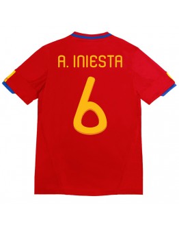 A. INIESTA #6 Retro Spain Home Jersey 2010