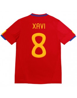 XAVI #8 Retro Spain Home Jersey 2010