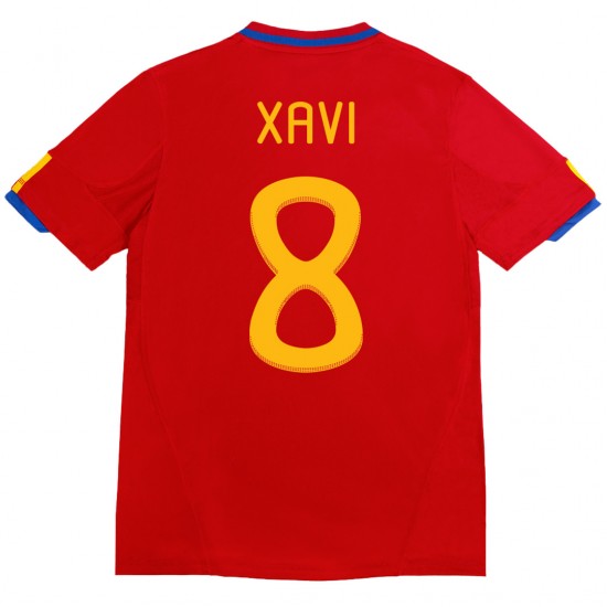 XAVI #8 Retro Spain Home Jersey 2010